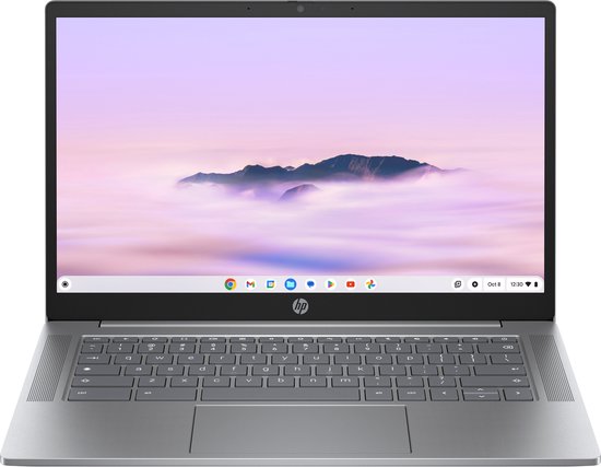 HP Chromebook 14a-nf0930nd Intel® Core™ i3 i3-N305 35,6 cm (14") Full HD 8 GB LPDDR5-SDRAM 256 GB eUFS Wi-Fi 6E (802.11ax) ChromeOS Zilver - HP - Hoofdafbeelding