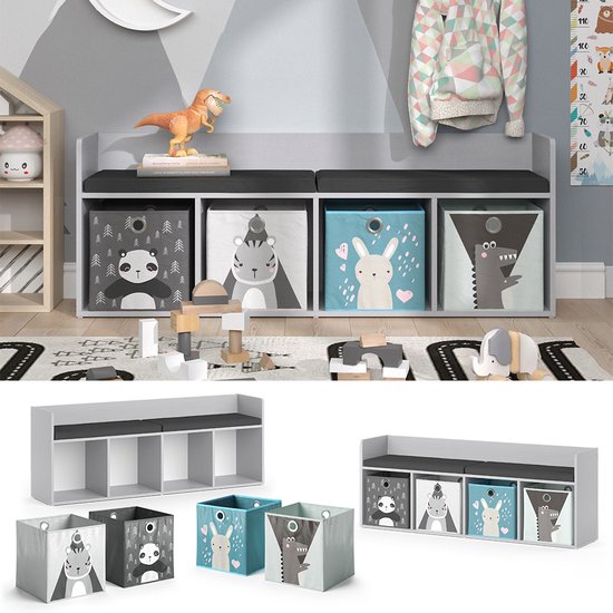 Étagère Pour Enfant Vicco Luigi - Pour 2 Boîtes Pliables - Dimensions 72x30.6x90.2 Cm - Blanc