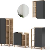 Vicco Ensemble de meubles de salle de bain Karen, Anthracite/Sonoma, 5 parties