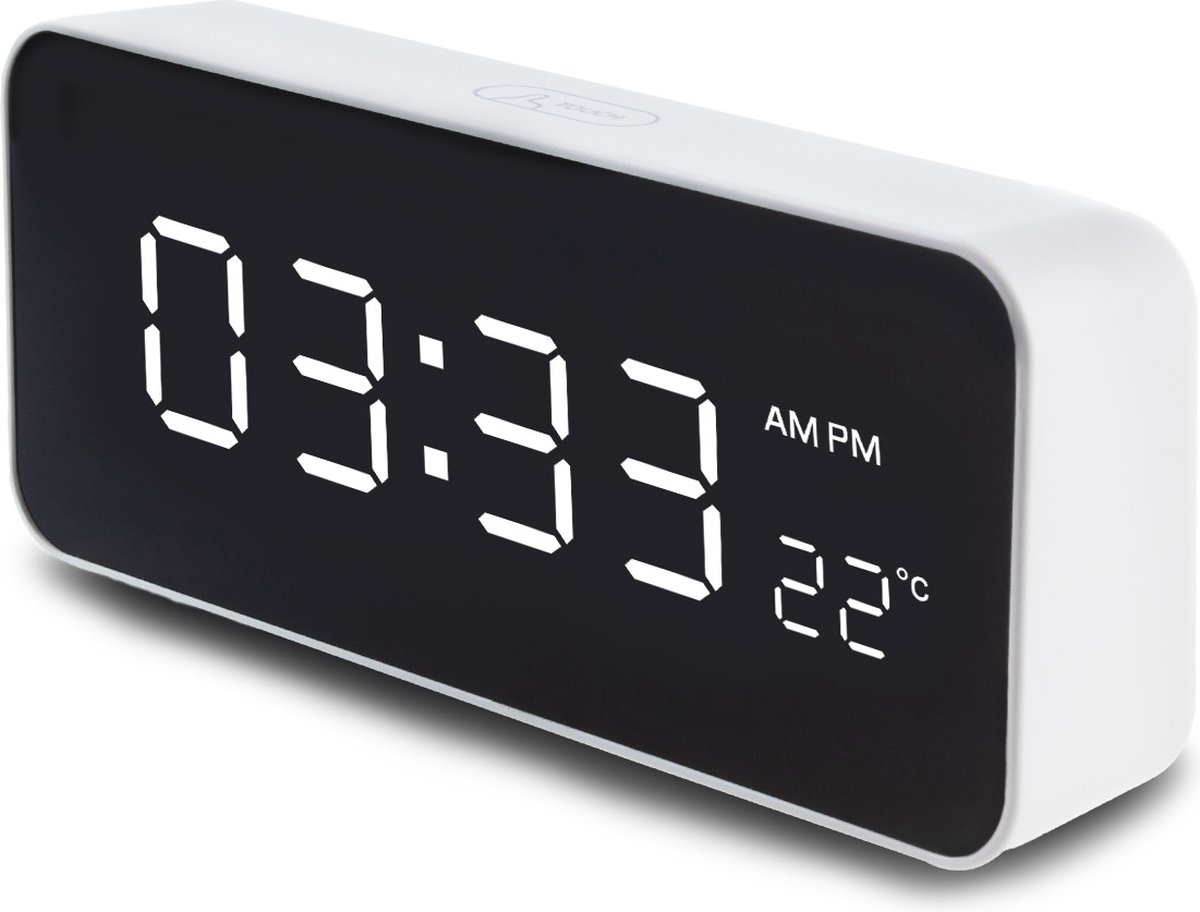 GreenBlue GB397 - Digitale Wekker met alarm en thermometer - klok - USB-kabel - Wit