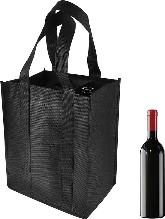 Sac à Bouteilles Isotherme - Lot De 2, 6 Compartiments, 31x25x18 Cm - Tissu Non-tissé Réutilisable, Idéal Vin/pique-nique