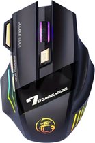 IMICE® - Gaming Muis - Draadloze Muis - Computer Muis - Met LED verlichting - Oplaadbaar - Zwart