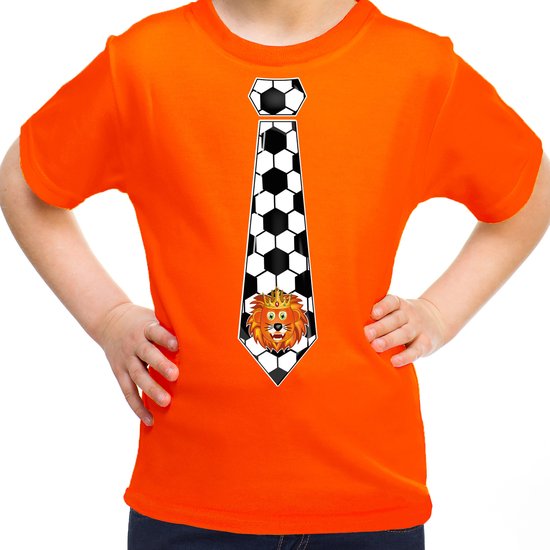 Bellatio Decorations Oranje supporter shirt meisjes - stropdas - oranje - EK/WK voetbal - Nederland 134/140