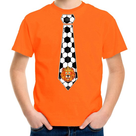 Bellatio Decorations Oranje supporter shirt jongens - stropdas - oranje - EK/WK voetbal - Nederland 146/152
