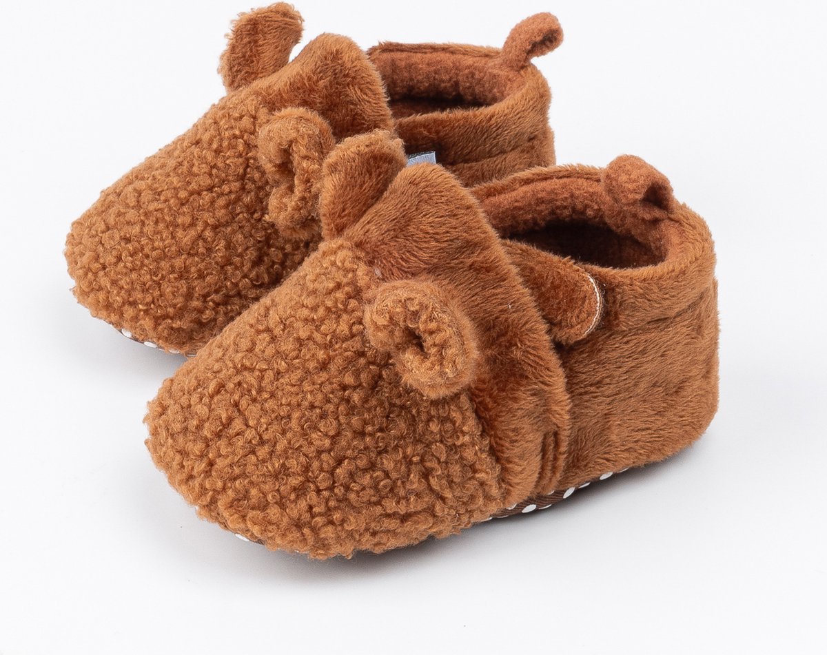 Steppies - Babyslofjes met Antislip - Bruin - 0-3 maanden - Maat 15-16