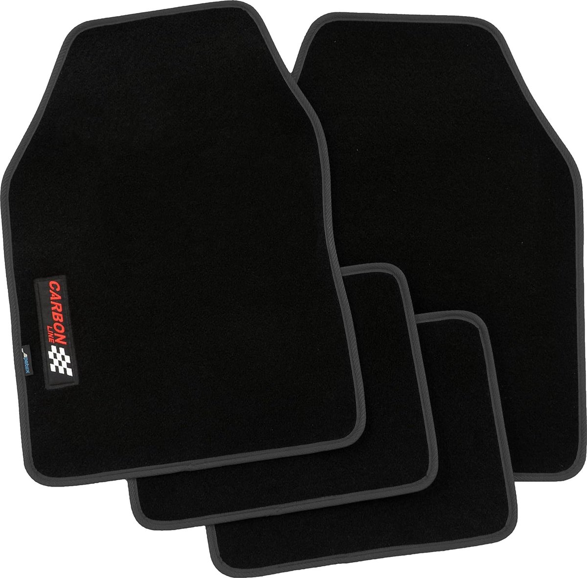 Carbon Autotapijt Universal 4-delig zwart