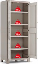 Gulliver kunststof kast hoog beige 80 x 44 x 182 cm incl. planken geschikt voor binnen en buiten UV- en waterbestendig (IPX3) - Handig opbergmeubel met veelzijdige mogelijkheden