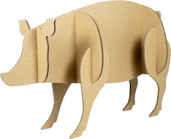 Foto: Kartonnen varken kartonnen 3d dier 68x24x42 cm dieren figuur van karton speelgoed kartent