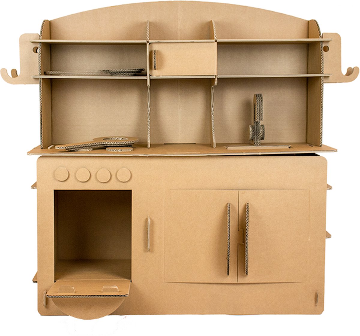 Kartonnen Kinder Speelkeuken - Speelhuis - Kartonnen speelgoed - 100% recyclebaar - 92x30x95 cm - Helemaal te versieren met verf - Cadeau van duurzaam karton - KarTent