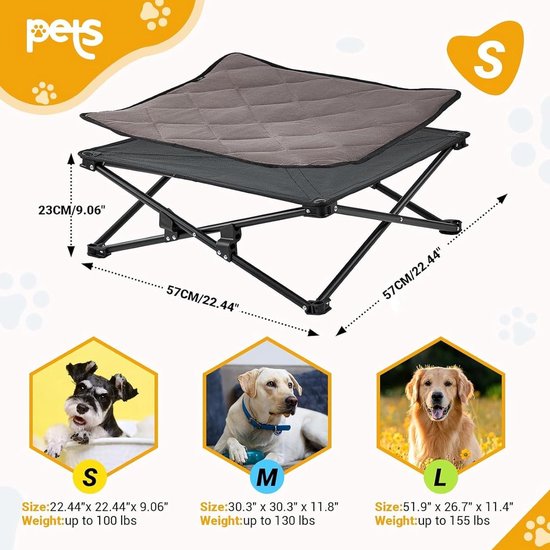 M-Pets - Elevated Pet Bed Grijs
