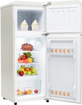 Merax Mini Réfrigérateur Rétro avec Congélateur Volume 92 L - Réfrigérateur 64 L avec Congélateur 28 L - Réfrigérateur Congélateur de Table avec Pieds Réglables - Wit Antique