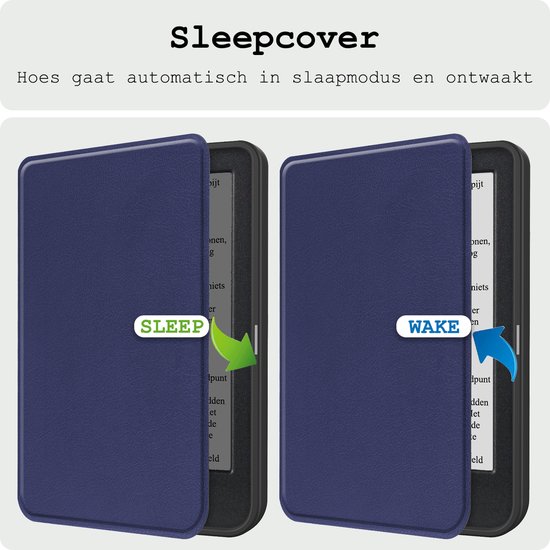 Hoes Geschikt voor Kobo Clara BW Hoesje Bookcase Cover Hoes Met Screenprotector - Hoesje Geschikt voor Kobo Clara BW Hoes Cover Case - Donkerblauw van FengYue — afbeelding 3