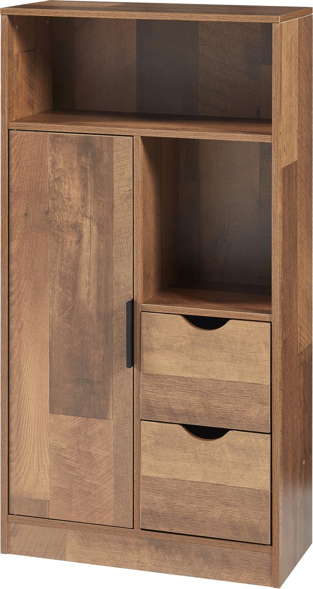 Badkamerkast Namsskogan kolomkast 100x50x25 cm walnootkleurig en zwart [en.casa]
