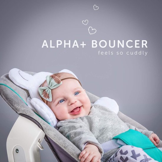 Alpha Bouncer Grijs - 2 in 1 wipstoel voor pasgeboren baby's - Hauck Alpha+ Beta+ meegroeistoel verkleiner - 66 x 45 x 49 cm van Hauck — afbeelding 2