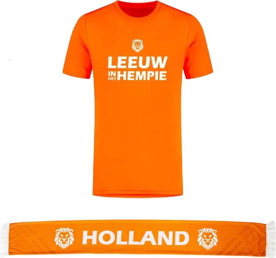 Nederlands Elftal Teamplayer voetbalshirt met sjaal - EK 2024 - Oranje shirt - Oranje sjaal - Voetbalshirts volwassenen - Sportshirt - Maat M
