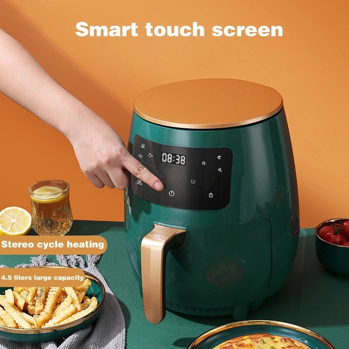 Instinct Airfryer zonder olie 4.5L 1400W 50 210 graden smart touch groen