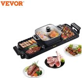 Vevor - 2in1 - Electrische BBQ - Elektrische Grill - Hot Pot - Anti aanbak - 2400W Multifunctionele Thuis Draagbare - Barbecue Plaat