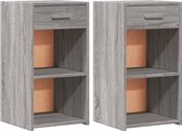 vidaXL - Nachtkastjes - 2 - st - 35x34x65 - cm - bewerkt - hout - grijs - sonoma - eiken