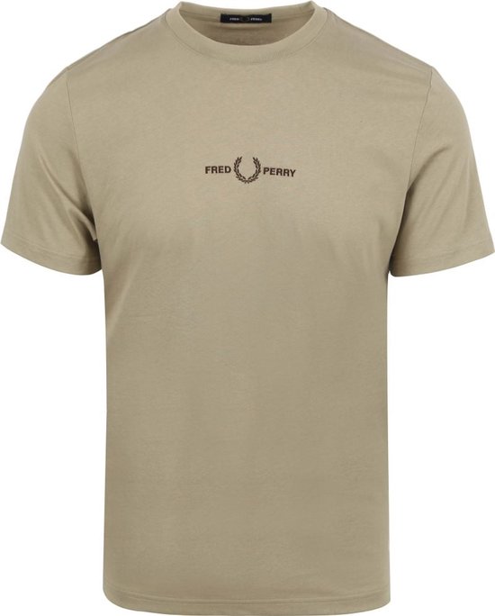 Fred Perry - T-Shirt M4580 Kaki - Heren - Maat L - Slim-fit
