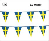 2x Vlaggenlijn Zweden 10 meter - Landen EK WK zweeds festival thema feest fun