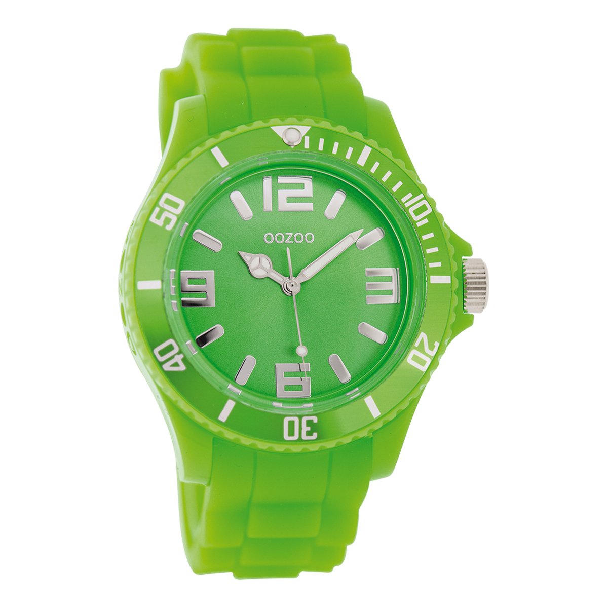 OOZOO Timepieces - Fluo groene horloge met fluo groene rubber band - C4661