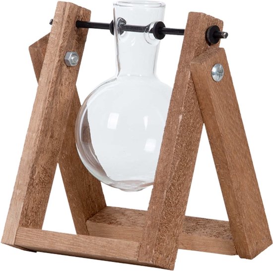 Cutting Stand - 1 glass vase - Hydroponic vase for cuttings - Wooden - Cultivation station