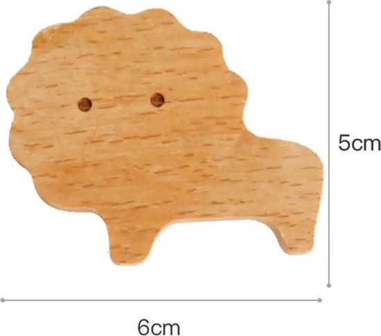 3 Stuks - Houten Kastknop Dieren - kastknoppen kinderkamer - Ladeknop - Meubelknop - Kinderkamer decoratie - Leeuw Giraf Olifant — afbeelding 3