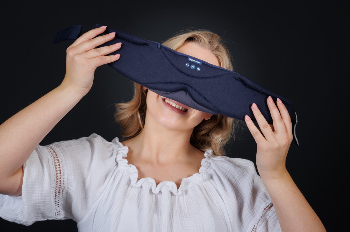 Slowwave Serenity Mask - New generation bluetooth slaapmasker - inclusief White, Pink en Brown Noise - Inclusief Binaural Beats - Met handige timer (onbezorgd in slaap vallen) - Ervaar het beste audio masker - Kleur: blauw — afbeelding 7