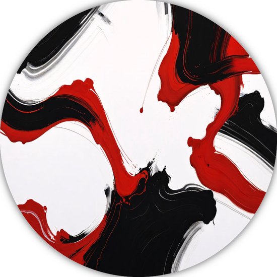 Abstract expressionisme wandcirkel - Modern schilderij - Wandpaneel Woonkamer - Wanddecoratie landelijk - Schilderij rond - Decoratie kamer muurcirkel forex 60x60 cm