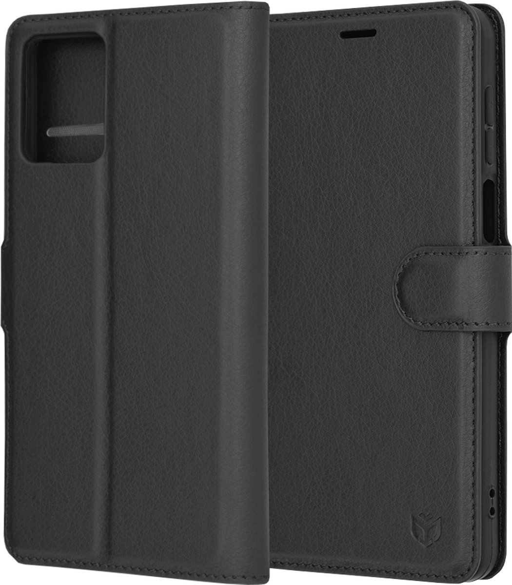 Techsuit Leather Folio Book Wallet Case hoesje voor Motorola Moto G14 - Zwart