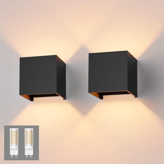 Wandlamp buiten | Barcelona | 2700K | IP54 | 6W | Zwart