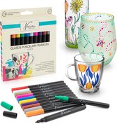 Porselein Stiften 12pcs - Stiften voor Porselein en Glas - Verf voor Glas en Porselein - Geschikt voor Porselein Stiften voor Volwassenen - Krijt en Textielstiften Alternatief