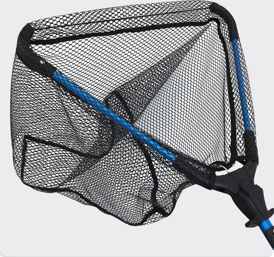 Visschepnet drijvend visnet met rubber gecoat schepnet stok, gemakkelijk te vangen en los te laten, opvouwbaar, telescopisch, zeevisproducten, accessoires, visnet (kleur: 100 cm dubbele sectie