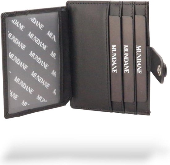 Premium Black Leather Credit Card Holder - Modern Slim Wallet with