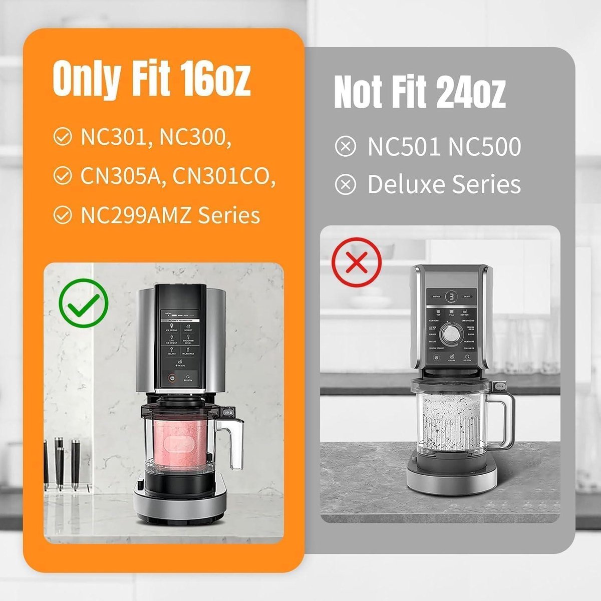 Ninja Creami ijsmachine bekers set 4x pint BPA-vrij met lekvrije kleurdeksels voor NC299 NC300 NC301 - Afbeelding 2