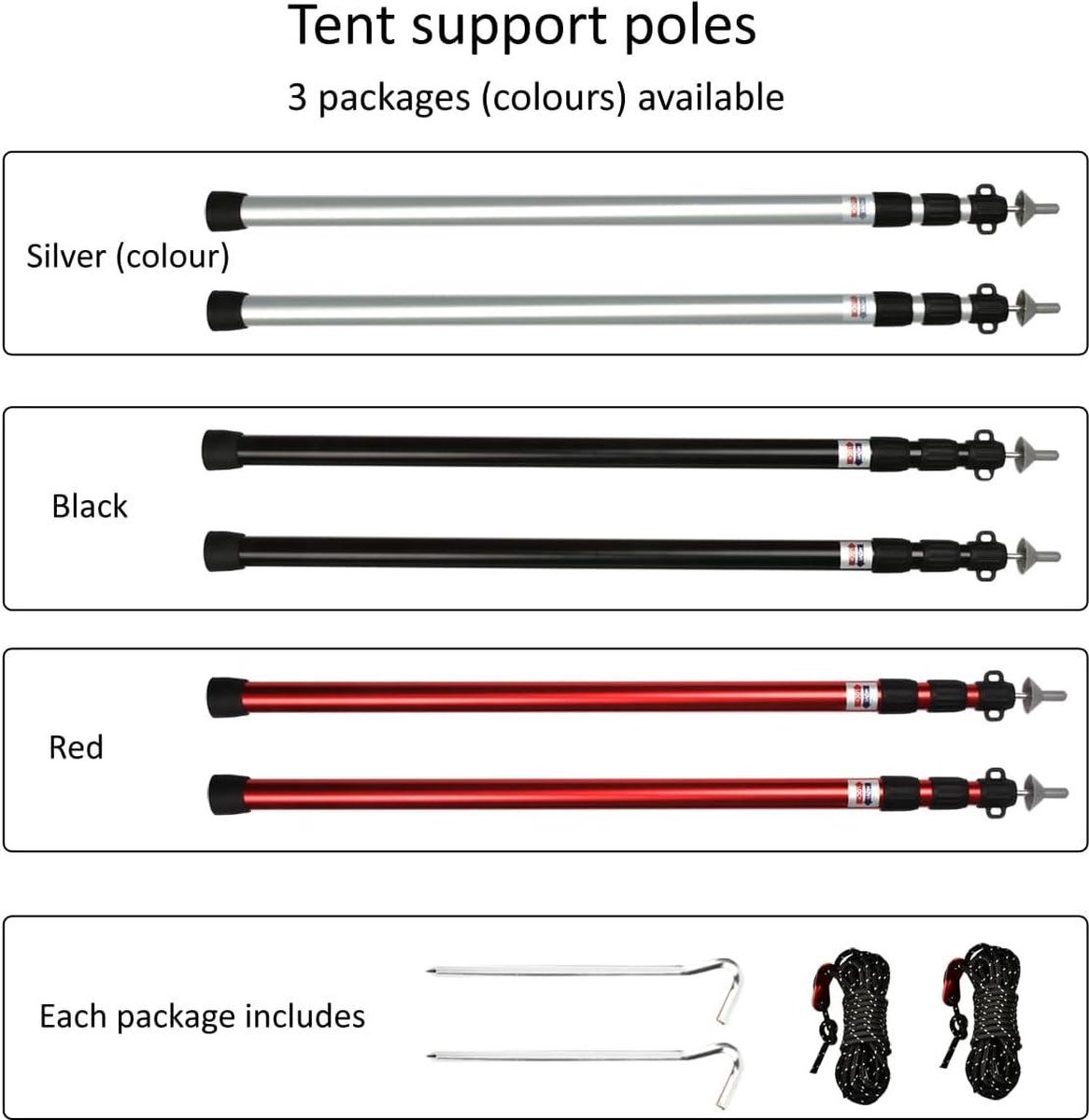 QWORK® Poteaux de Tente Telescopique 95-230 cm, Barre de Fixation en