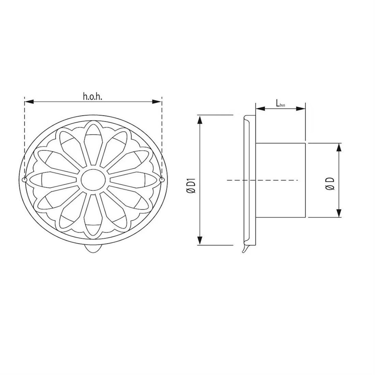 WEHA retro rooster rond Ø125mm - aluminium zwart (20800125 ZW)