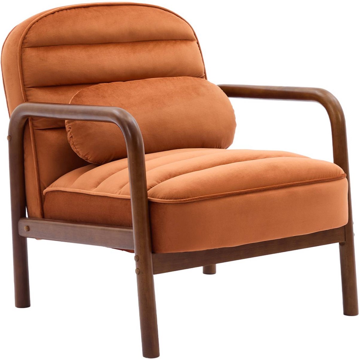 sweeek - Vintage fauteuil met walnootkleurig hout en fluweel - amélie