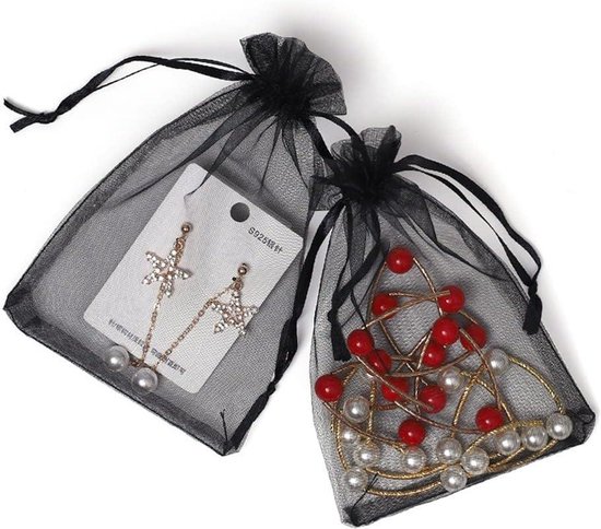SZCXDKJ 20 stuks witte organza geschenkzakken, 13 x 18 cm sieraden