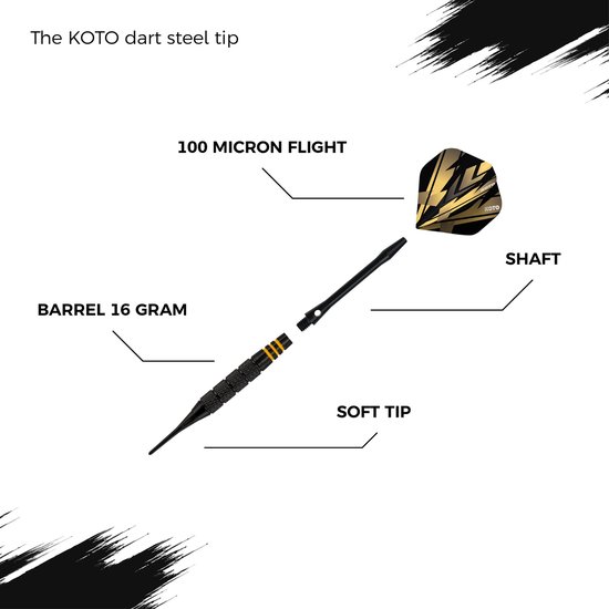 KOTO Brass MultiSet Darts, 12 Brass Dartpijl, 16 Gram Messing SteelDarts, Dart Games, 4 Dartsets voor Beginners & Hobbyisten, Met Darttas van KOTO — afbeelding 3