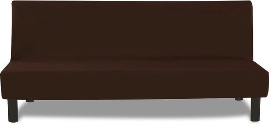 Housse De Canapé Extensible 3 Places Sans Accoudoirs - Motif Feuilles Marron