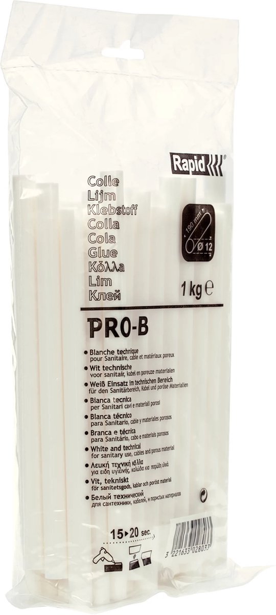 Rapid Lijmpatronen - 12mm - Wit - 1kg - Professioneel Gebruik - Duurzame Bevestiging