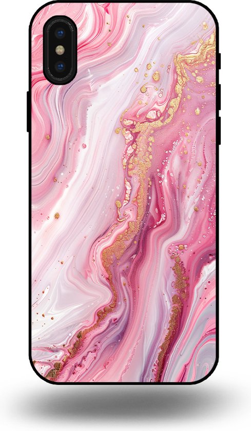 Foto: Smartphonica telefoonhoesje geschikt voor iphone x xs met marmer opdruk tpu backcover case marble design roze back cover geschikt voor apple iphone x 10 apple iphone xs