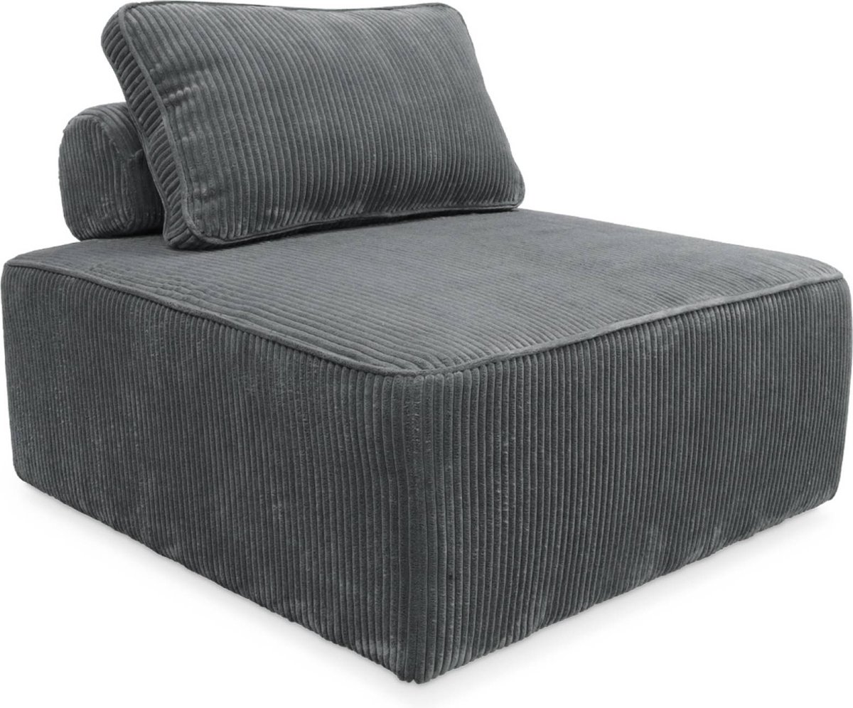 sweeek Fauteuil corduroy 1 zitplaats l 90 x b 90 x h 78cm - lao donkergrijs