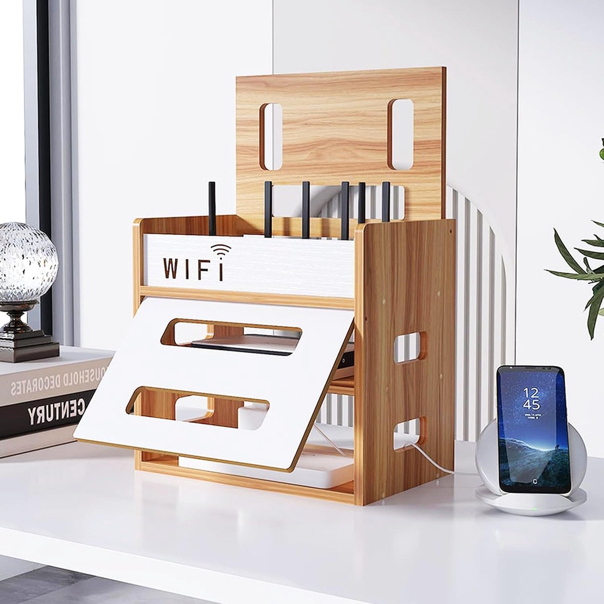 Beugel voor routerrek aan de muur gemonteerd, zwevende wandplank voor