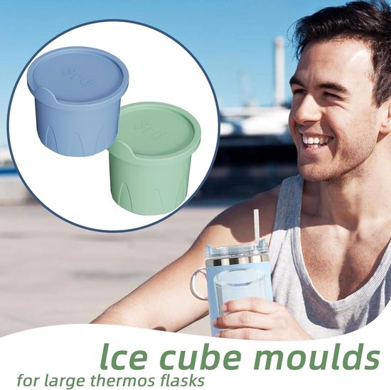 Stanley Cup ijsvorm, siliconen ijsblokjesset met deksel maken, 3 holle cilinders ijsblokjesvormen, accessoires voor 20-30-40 oz, Stanley Cup Ice Mold Huishoudelijke Ice Making Siliconen Ice Grid