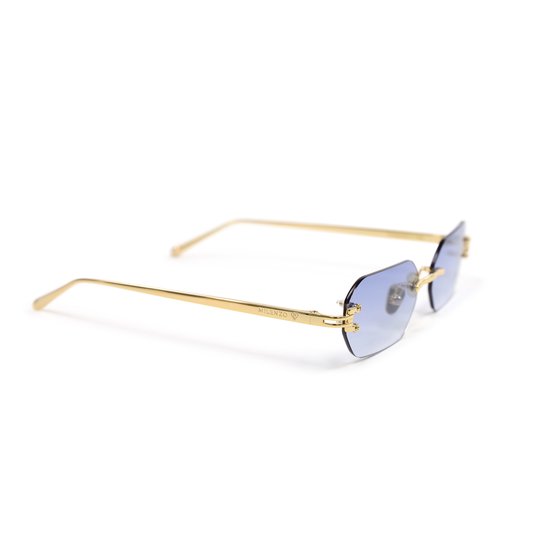 Milenzo Infinite Edition - Luxe Zonnebril voor Dames - Randloze Damesbril - 9K Gold Plated - UV Bestendig - Blauw Gradient