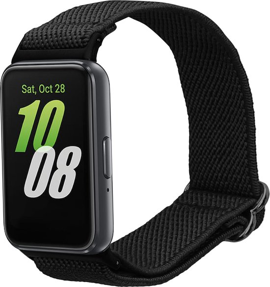 Bracelet en nylon kwmobile pour montre intelligente - convient pour Samsung Galaxy Fit 3 - 14 - 22 cm - Bracelet en noir
