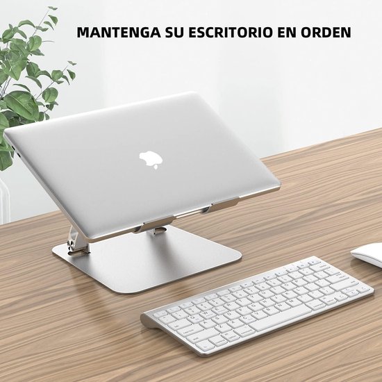 memumi Laptopstandaard voor Bureau, PU Lederen Verstelbare Hoogte Computerstandaard voor Laptops Tot 15,6 inch para MacBook Pro M1 Air/voor Lenovo voor HP Laptopstandaard Licht en Slank Zilver