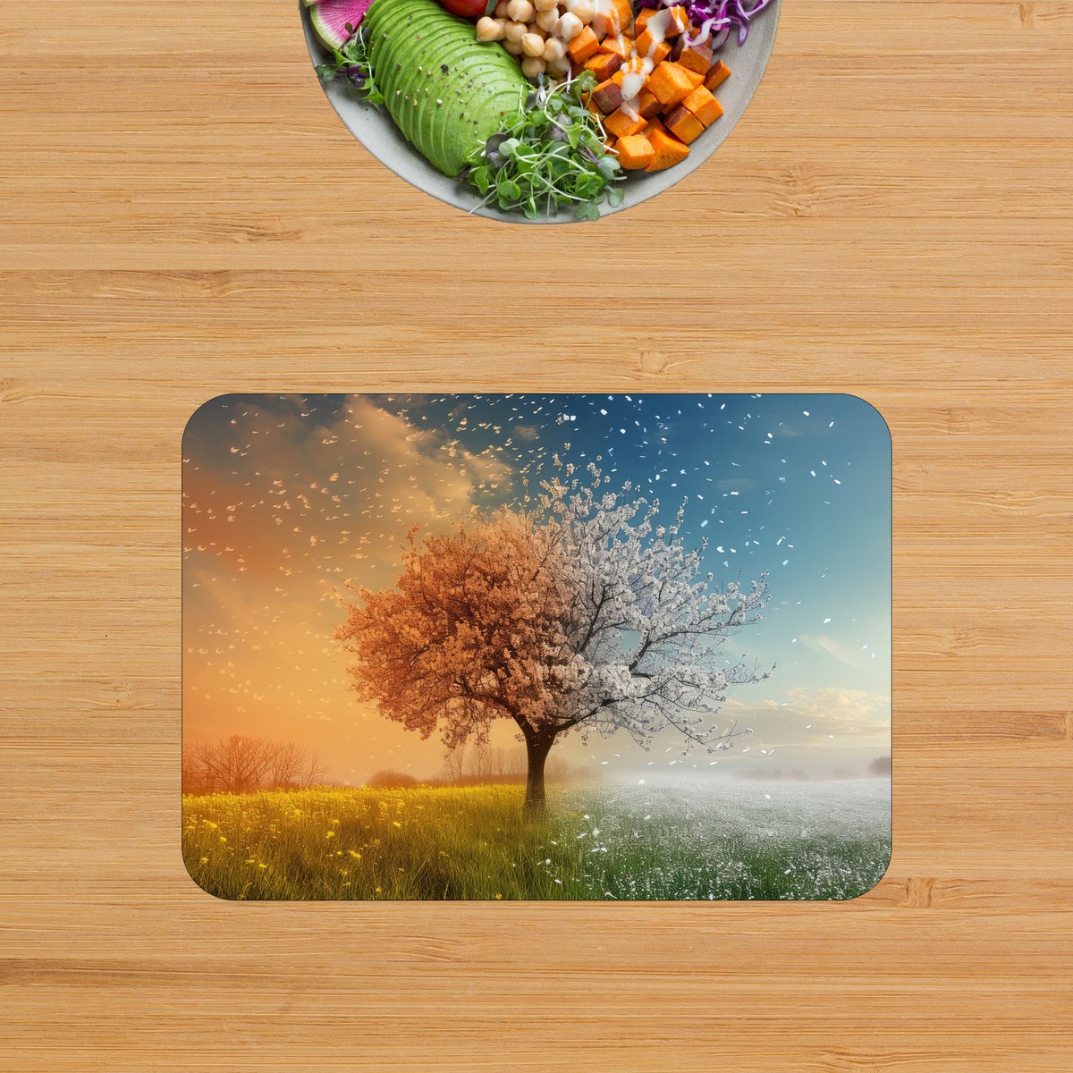 Luxe Placemat - Boom in Alle Seizoenen - Lente - Zomer - Herfst - Winter - Set van 6 Placemats - 35x25 cm - 2 mm dik Vinyl - Anti Slip - Afneembaar — cadeau in Wonen & Interieur - foto 5